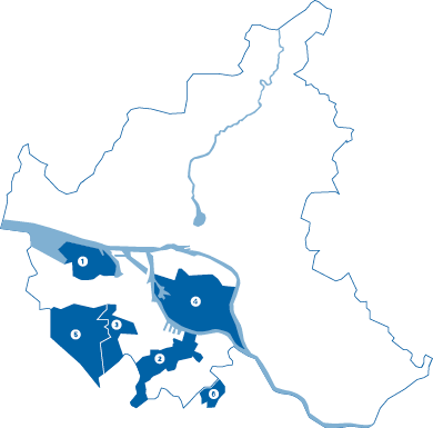 Karte der Stadtteile in Hamburg
