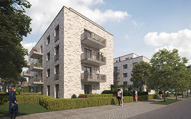 Rendering des fertiggestellten Wohnhauses