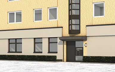 Skizze der renovierten Gewerbeflächen